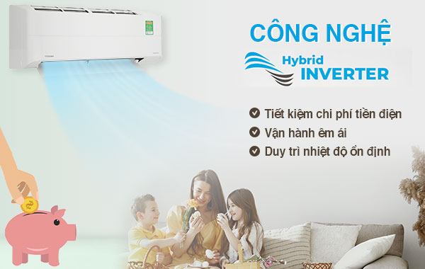 Máy lạnh Toshiba Inverter 1.5 HP RAS-H13Z1KCVG-V - Tiết kiệm điện năng với công nghệ Hybrid Inverter